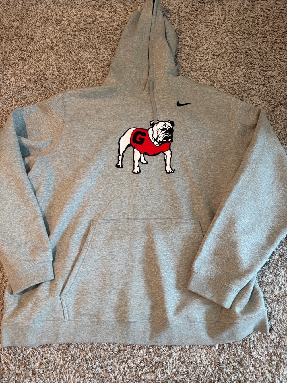 Nike Gray Hoodie with Red Bulldog Graphic